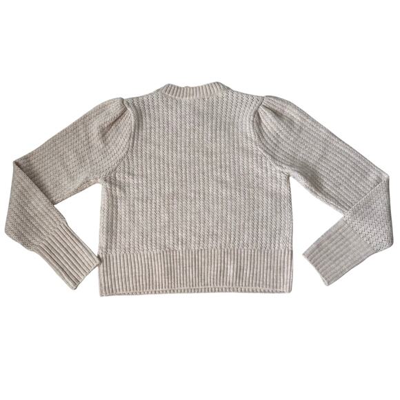 Elodie Women’s Crew Neck Knit Pullover Cream Crop Sweater NWT Cozy size Small - Picture 2 of 7